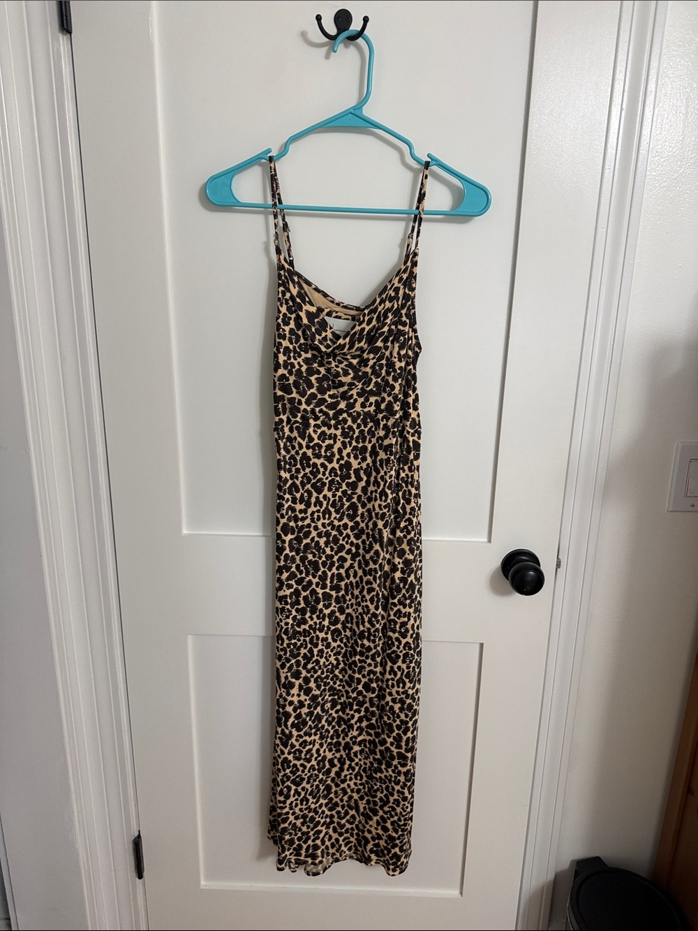 Anthropologie Leopard-Print Slip Dress in Beige and Black